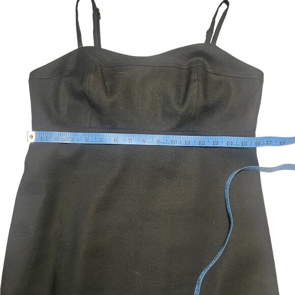 J. Crew Stretch Linen Blend Spaghetti Strap Black Midi Dress - 12 Tall - Picture 5 of 10